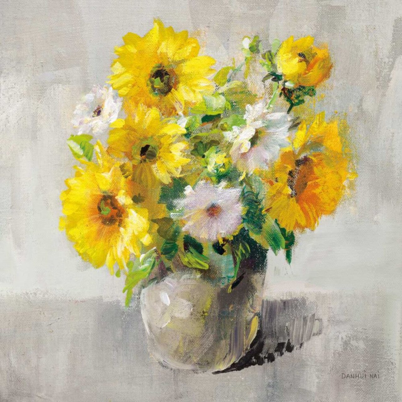 Sunflower Still Life I on Gray by Danhui Nai - Item # VARPDX69007